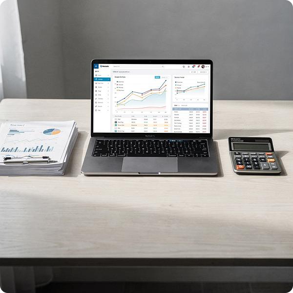 Taxation services - laptop with financial dashboard